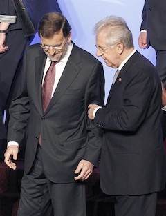 Monti invita a Rajoy a la cumbre de Roma junto a Merkel y Hollande..