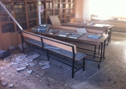 Damage caused to Ashdod yeshiva (Photo: Avi Rokach)